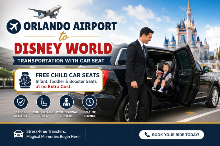 Orlando Airport to Disney World Transportation with Car Seat (Free Child Seats Included)